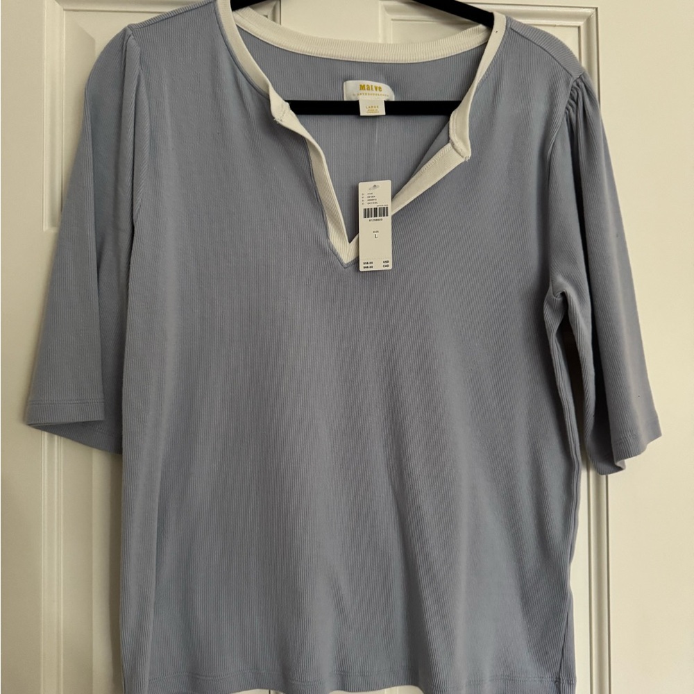 Maeve Light Blue Short Sleeve Top